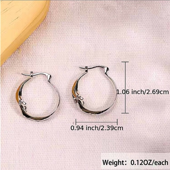 Silver Moon Hoop Minimalist Earrings Earrings - Picture 7 of 7